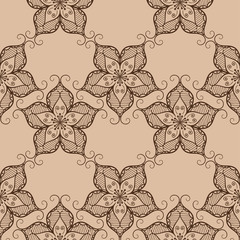 Beige and brown seamless pattern. Indian style background
