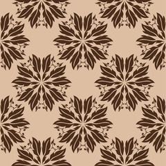 Beige floral seamless background. With brown flower design