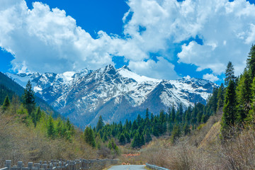 Beautiful landscape snow mountain view of Dagu Glacier National park ,Chengdu, China