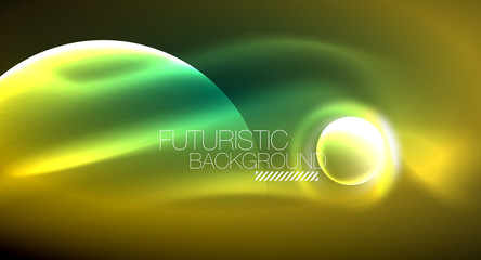 Vector glowing neon circles abstract background