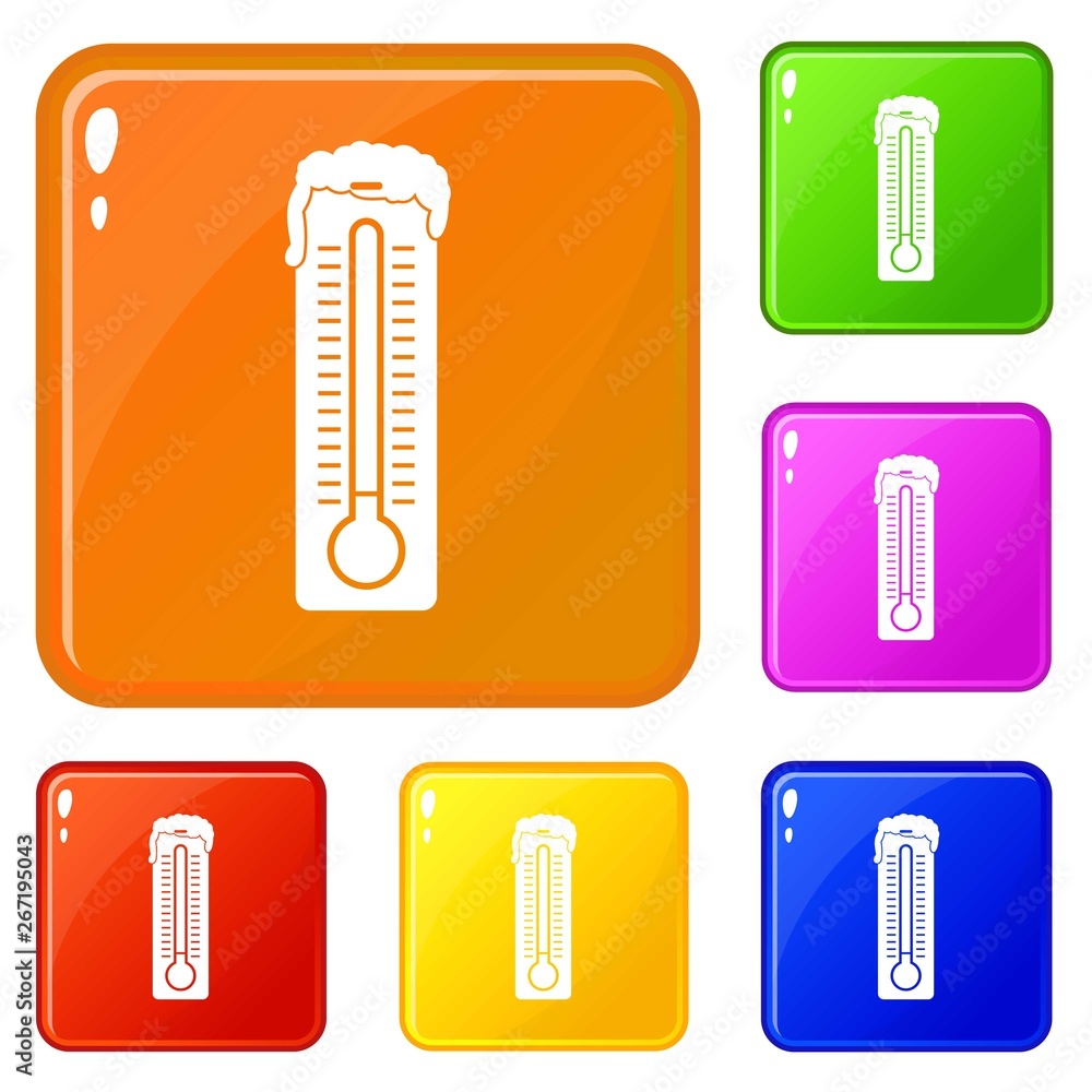 Poster thermometer icons set collection vector 6 color isolated on white background