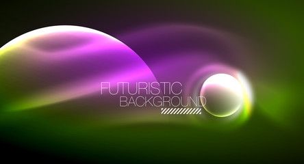 Vector glowing neon circles abstract background