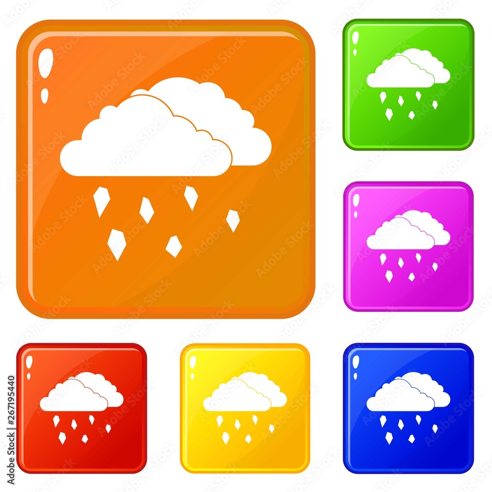 Poster clouds and hail icons set collection vector 6 color isolated on white background