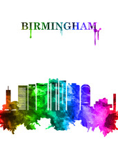 Fototapeta premium Birmingham England skyline Portrait Rainbow
