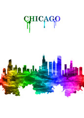 Obraz premium Chicago Illinois skyline Portrait Rainbow