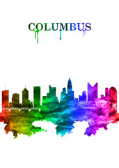 Obraz premium Columbus Ohio panoramę Portret Rainbow
