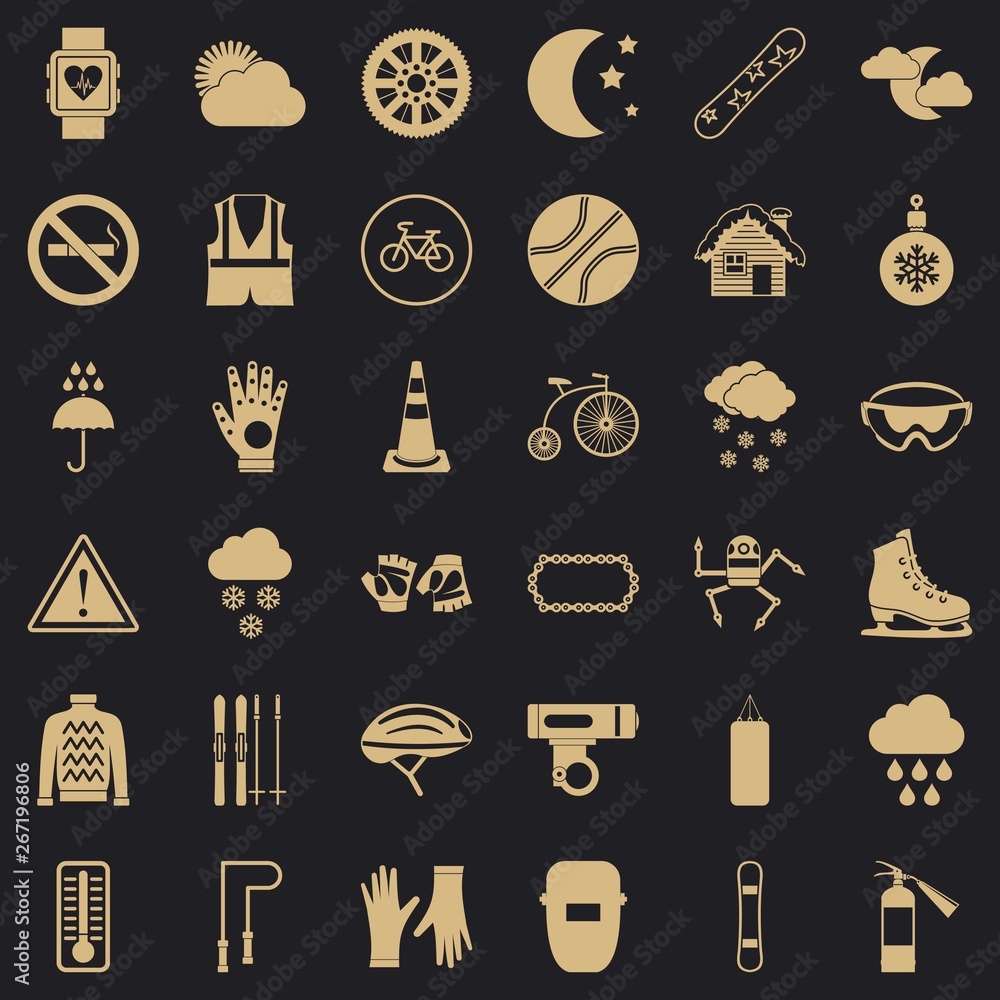 Poster winter icons set. simple style of 36 winter vector icons for web for any design