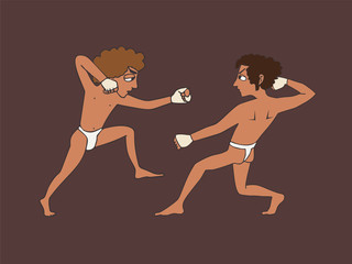 cartoon ancient greek boxer boys