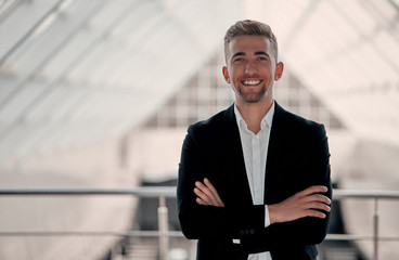 Businessman in business center