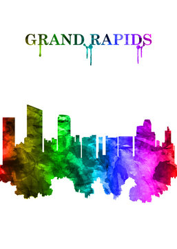 Grand Rapids Michigan skyline Portrait Rainbow