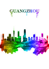 Obraz premium Guangzhou china skyline Portrait Rainbow