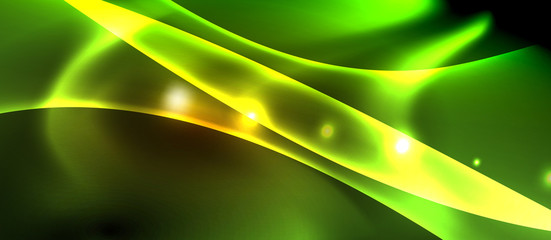 Neon color wave lines abstract background, magic techno futuristic light