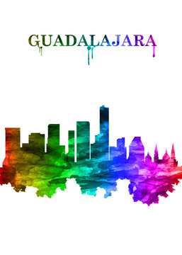 Guadalajara Mexico skyline Portrait Rainbow