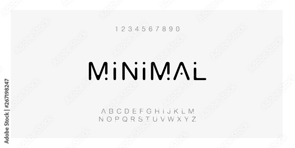 Aufkleber minimal font creative modern alphabet. typography with dot regular and number. minimalist style font