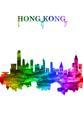 Fototapeta premium Hong Kong China skyline Portrait Rainbow