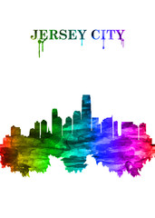 Jersey City New Jersey skyline Portrait Rainbow