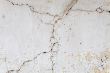 Old Weathered White Painted Cracked Wall Texture 