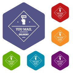 Delivery icons vector colorful hexahedron set collection isolated on white 