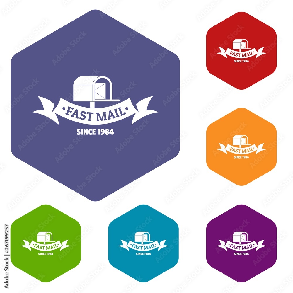 Poster logistic icons vector colorful hexahedron set collection isolated on white