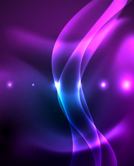 Neon glowing lines, magic energy space light concept, abstract background wallpaper design