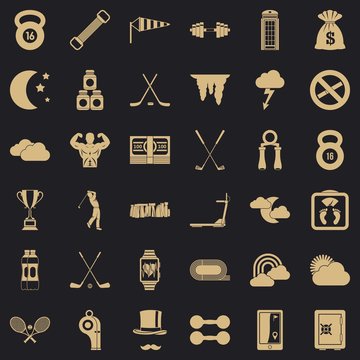 Golf icons set. Simple style of 36 golf vector icons for web for any design