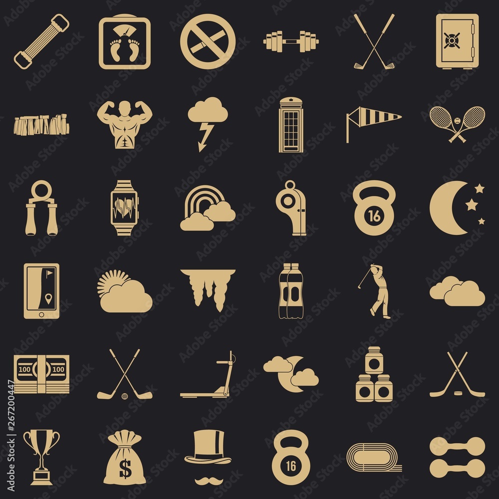 Aufkleber gymnastics icons set. simple style of 36 gymnastics vector icons for web for any design