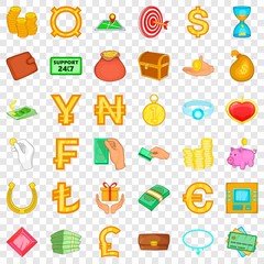 Cash icons set. Cartoon style of 36 cash vector icons for web for any design