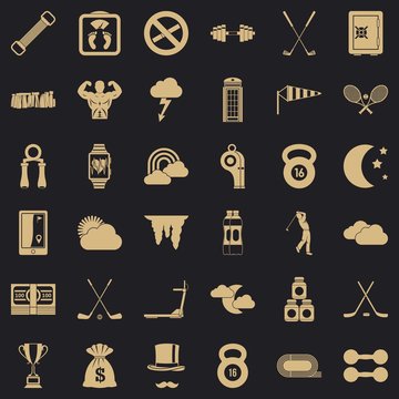 Gymnastics icons set. Simple style of 36 gymnastics vector icons for web for any design