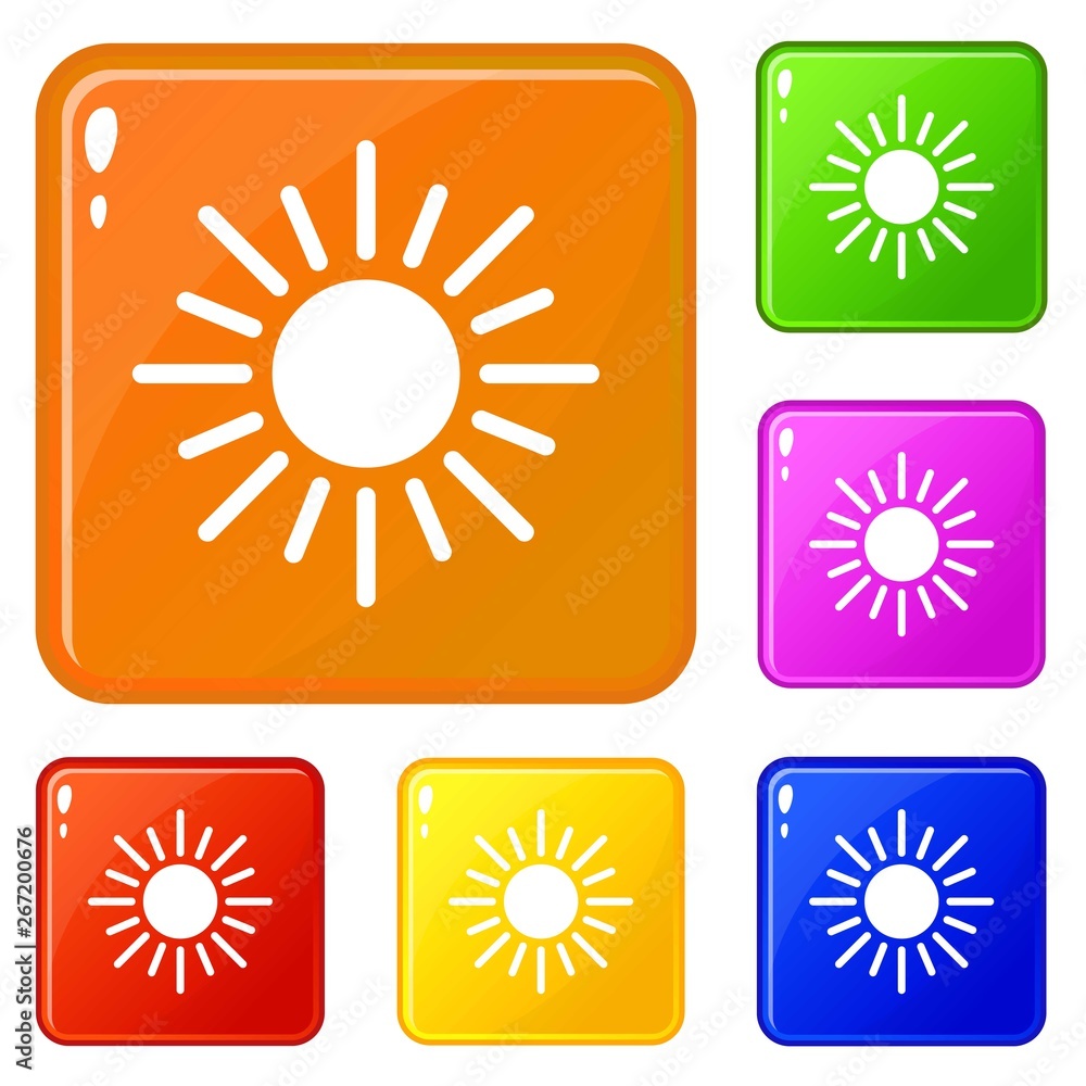 Poster sun icons set collection vector 6 color isolated on white background