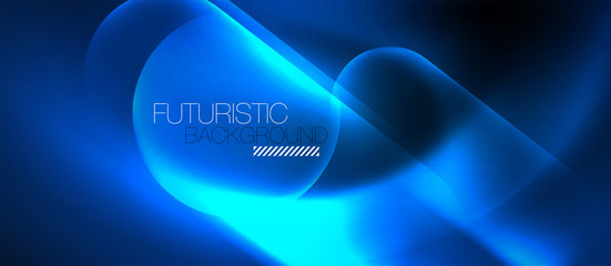 Blue neon round shapes techno background