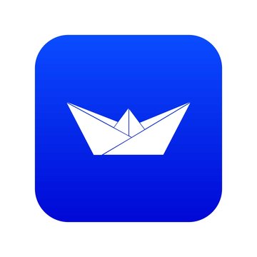 recommend clip art: Origami boat icon blue vector isolated on white background