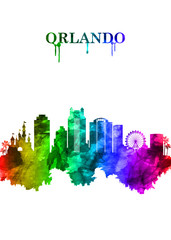 Orlando Florida skyline Portrait Rainbow