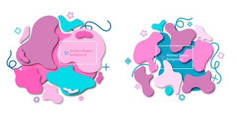 Organic geometric Shape Banner. Fluid Flat Vector Design with Memphis Element. Modern Liquid Wave Background Template. Dynamic Style Minimal Poster. Trendy Curvy Motion Style.