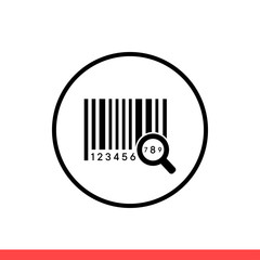 Search barcode vector icon, label symbol. Simple, flat design isolated on white background for web or mobile app