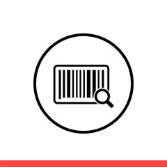 Search barcode vector icon, label symbol. Simple, flat design isolated on white background for web or mobile app