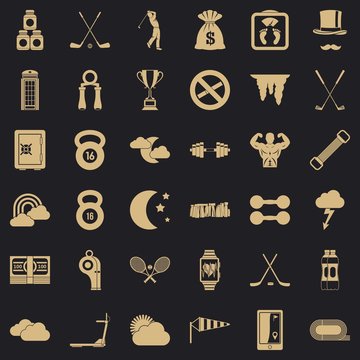 Fitness icons set. Simple style of 36 fitness vector icons for web for any design