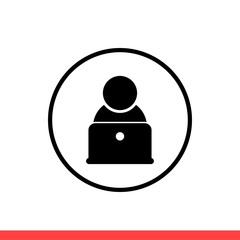 Blogger vector icon, social man symbol. Simple, flat design isolated on white background for web or mobile app