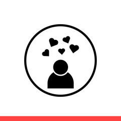 Blogger vector icon, social man symbol. Simple, flat design isolated on white background for web or mobile app