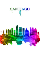 Santiago Chile skyline Portrait Rainbow