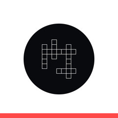 Crossword vector icon, intelligence symbol. Simple, flat design isolated on white background for web or mobile app