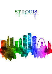 St. Louis Missouri skyline Portrait Rainbow