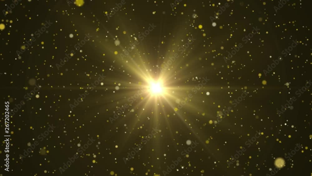 Aufkleber abstract golden background with light in center and particles. starburst with sparks, seamless loop 
