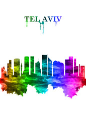 Tel Aviv Israel skyline Portrait Rainbow