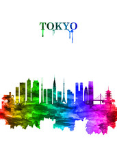 Tokyo Japan skyline Portrait Rainbow