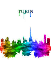 Turin Italy skyline Portrait Rainbow