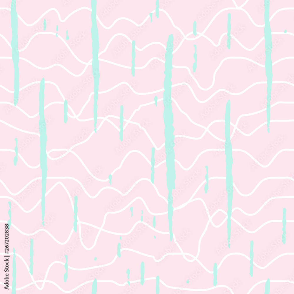 Poster Abstract wavy line pattern, seamless vector geometric background.