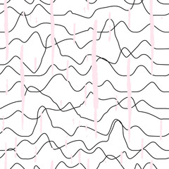 Abstract wavy line pattern, seamless vector geometric background.