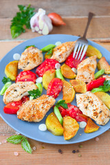 Mediterranen-Salat mit Hähnchen