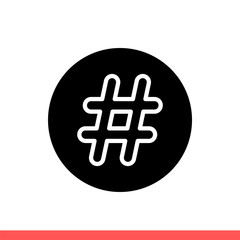 Fototapeta premium Hashtag vector icon, topic symbol. Simple, flat design isolated on white background for web or mobile app