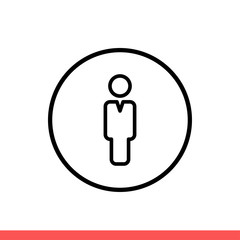 Male vector icon, man symbol. Simple, flat design isolated on white background for web or mobile app
